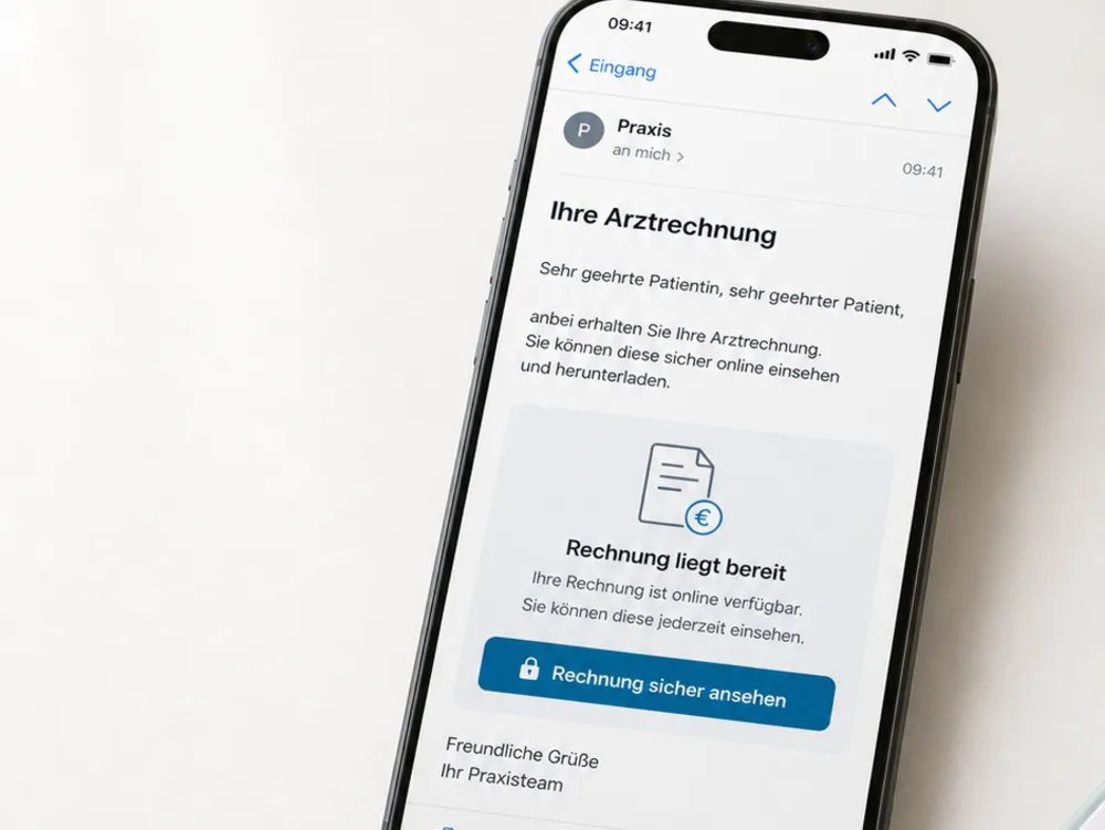 Digitale Arztrechnung auf einem Smartphone